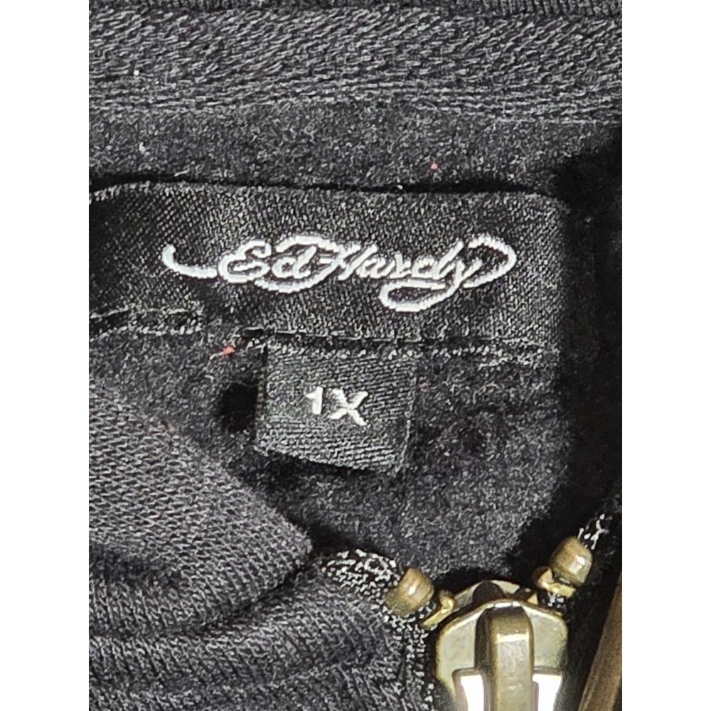Ed Hardy Don Ed Hardy Zip Hoodie Love Kills Slowly Skull Graphic Black 1X - Picture 7 of 8